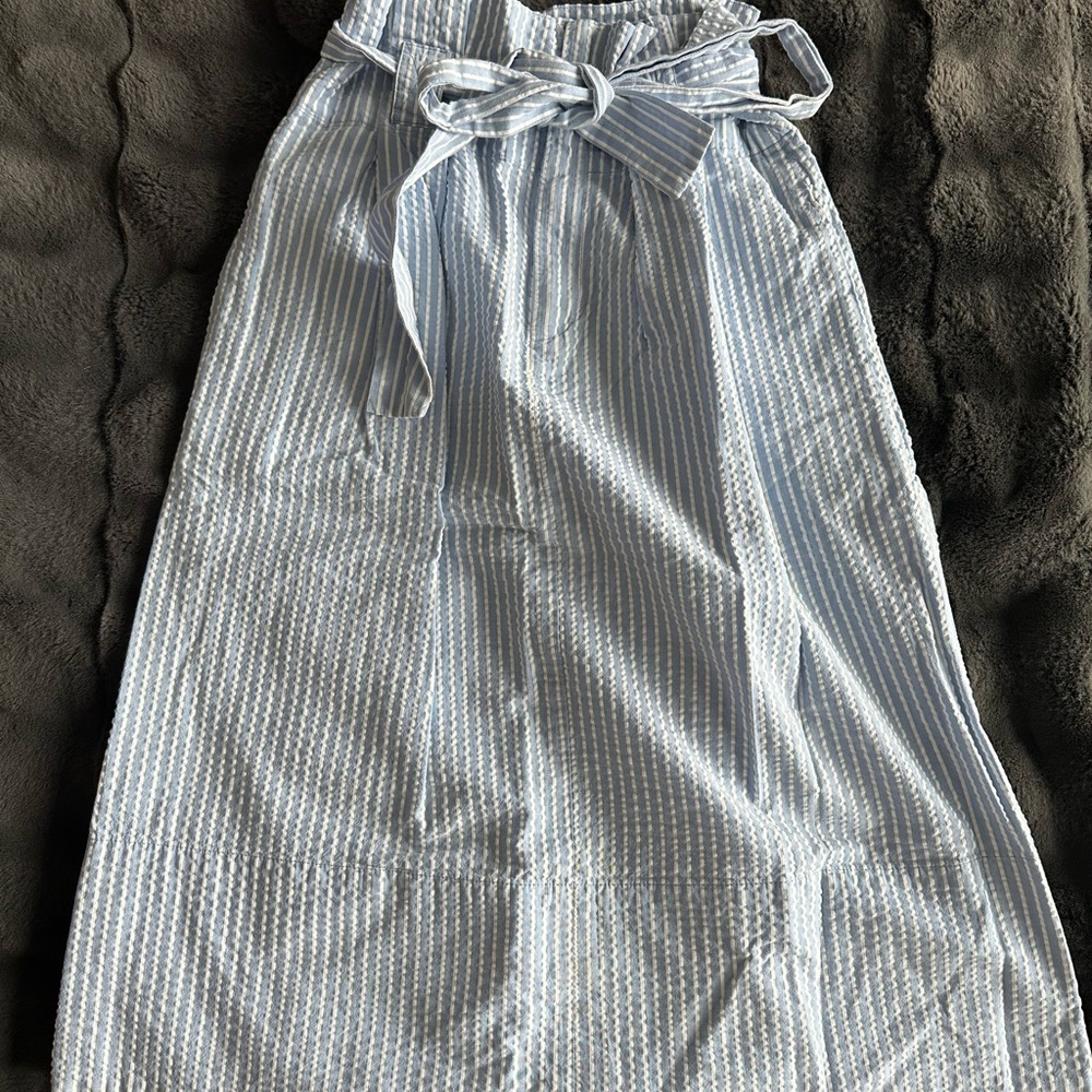 Club Monaco Blue Striped Women's Midi Skirt